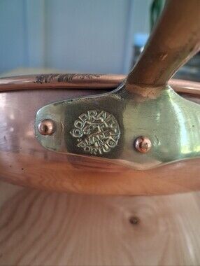 Copral Cooper / Brass Pan 8.5 inch French Kitchen/Heirloom Cookware/Vintage